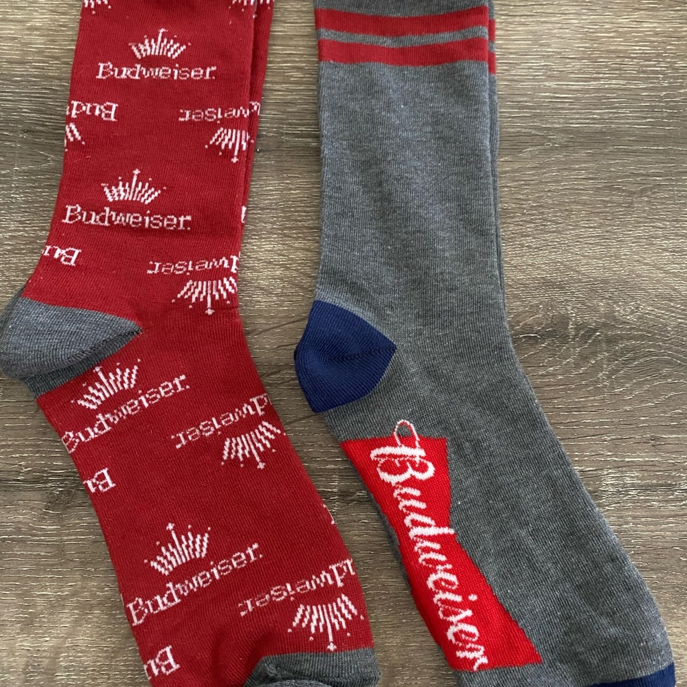 Budweiser Red and Gray Men's Socks
